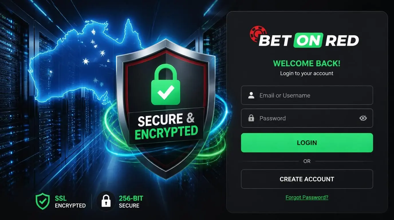 A casino interface with security elements and Aussie map