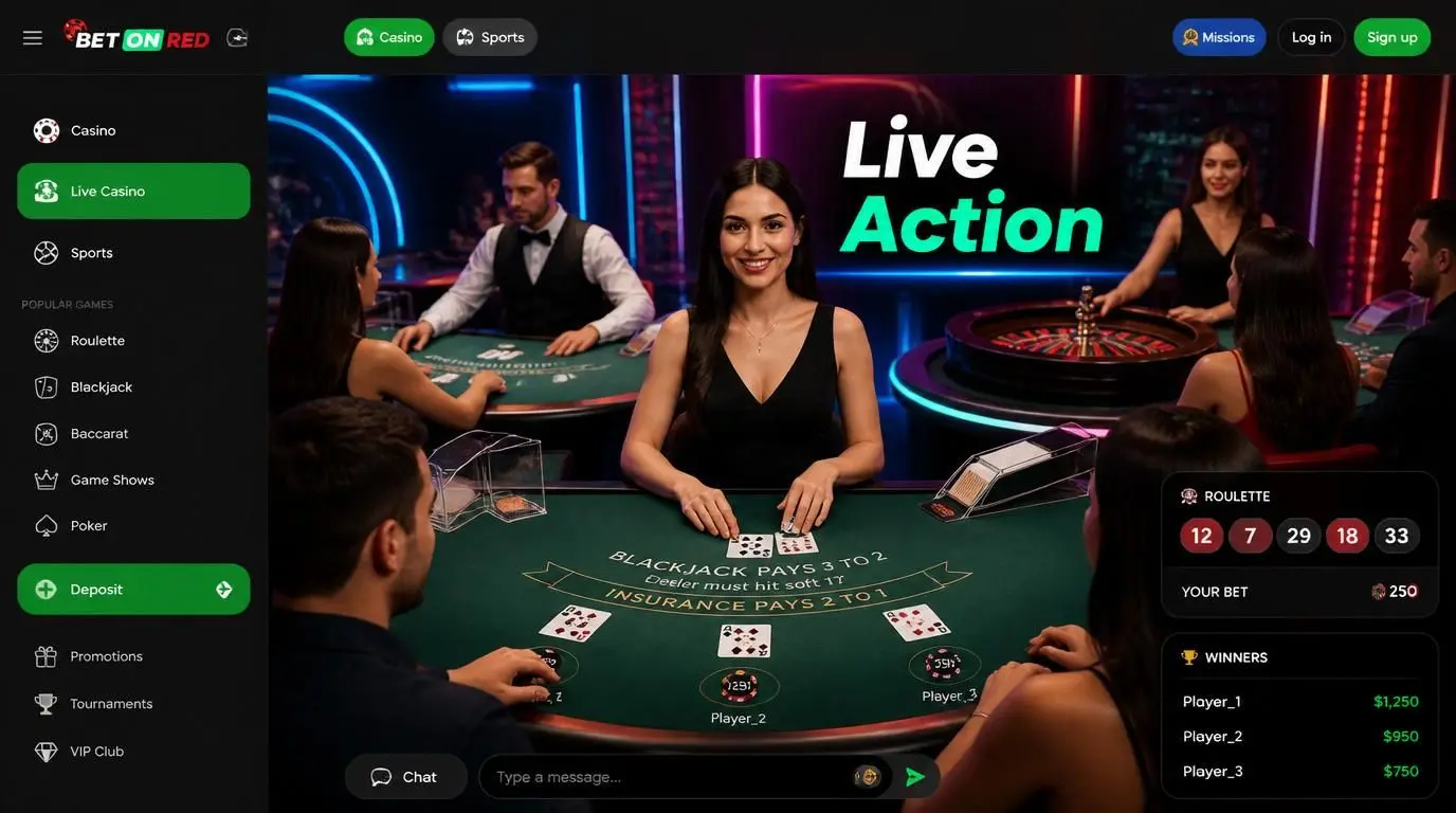 Live casino table with dealer and players