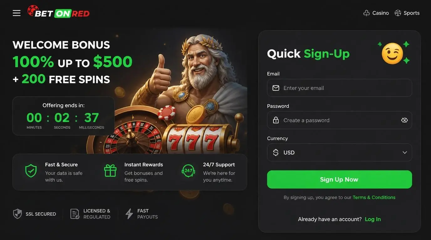 Minimal registration form and timer
